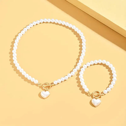 Heart Toggle Pearl Jewelry Set