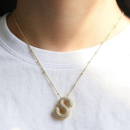 A-Z Sparkly Bubble Initial Necklace