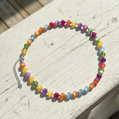 Beaded Rainbow Choker Necklace