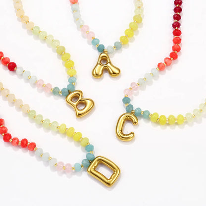 A-Z Bubble Initial Rainbow Necklace