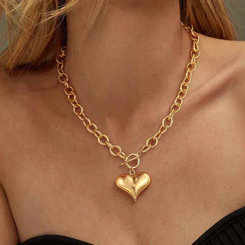 Chunky Heart Toggle Necklace