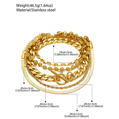 5pc Luxe Chain Bracelet Stack
