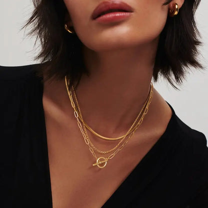 Dainty Layered Toggle Necklace