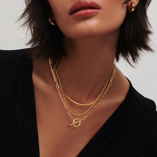 Dainty Layered Toggle Necklace