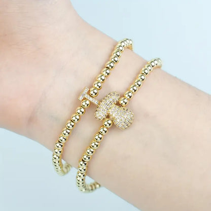 A-Z Bubble Initial Beaded Bracelet Set