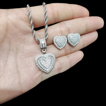 2pc Diamond Heart Jewelry Set