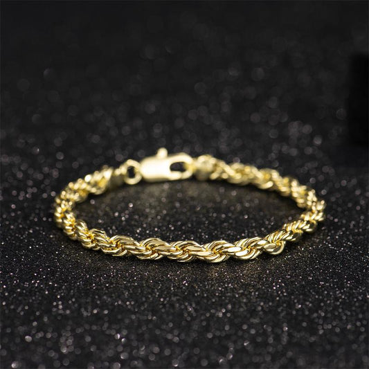 14K Gold Plated Rope Chain Bracelet