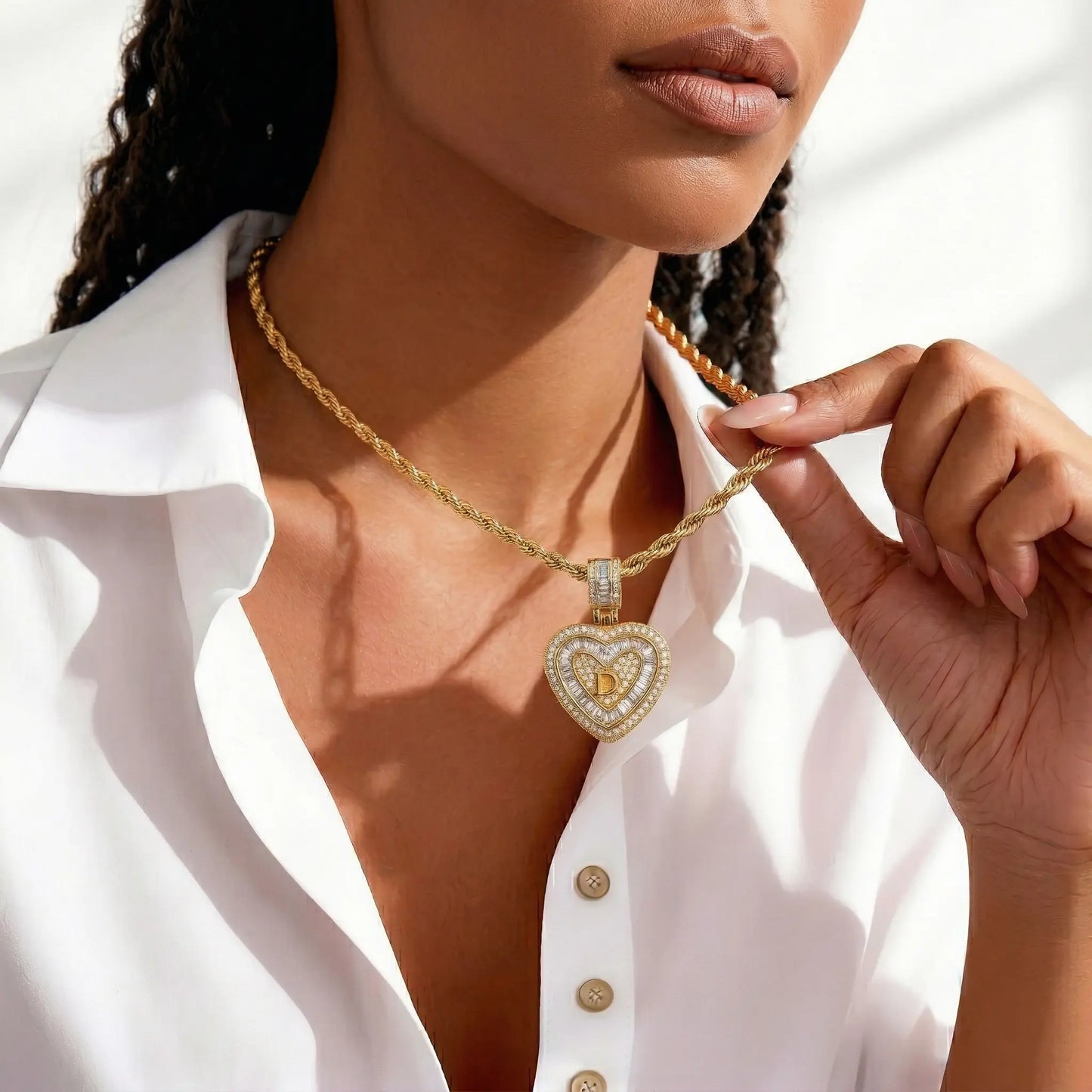 Diamond Heart Initial Necklace