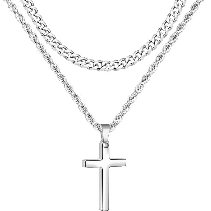 2pc Jesus Cross Necklace Set