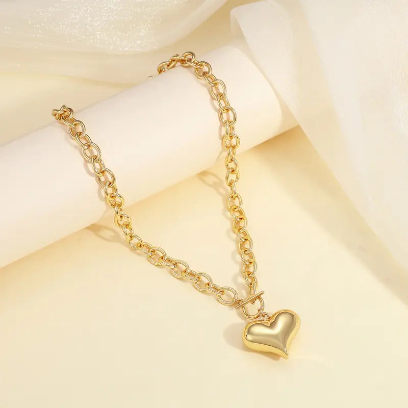 Chunky Heart Toggle Necklace