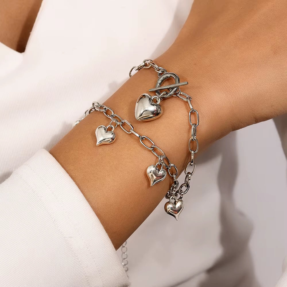 2pc Infinite Heart Toggle Necklace