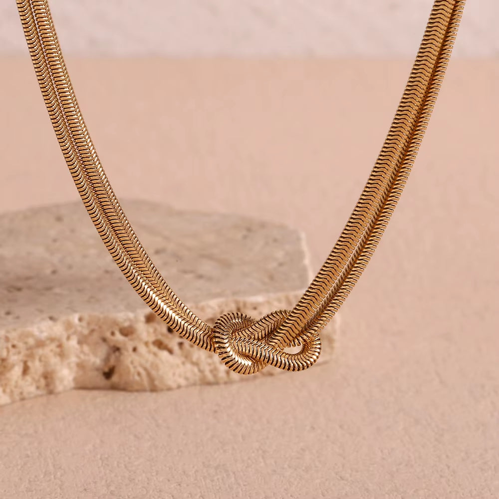 Dual Knot Snake Chain Necklace