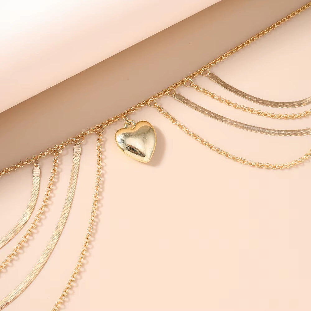 Stacked Gold Heart Pendant Necklace
