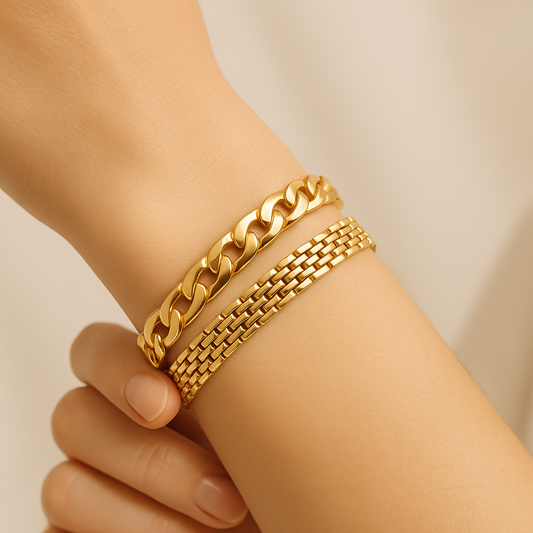 2pc 14k Chunky Link Bracelets
