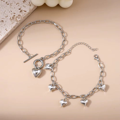 2pc Infinite Heart Toggle Necklace