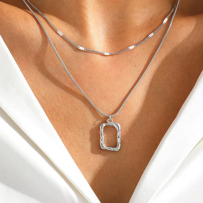 2pc Open Square Necklace Set