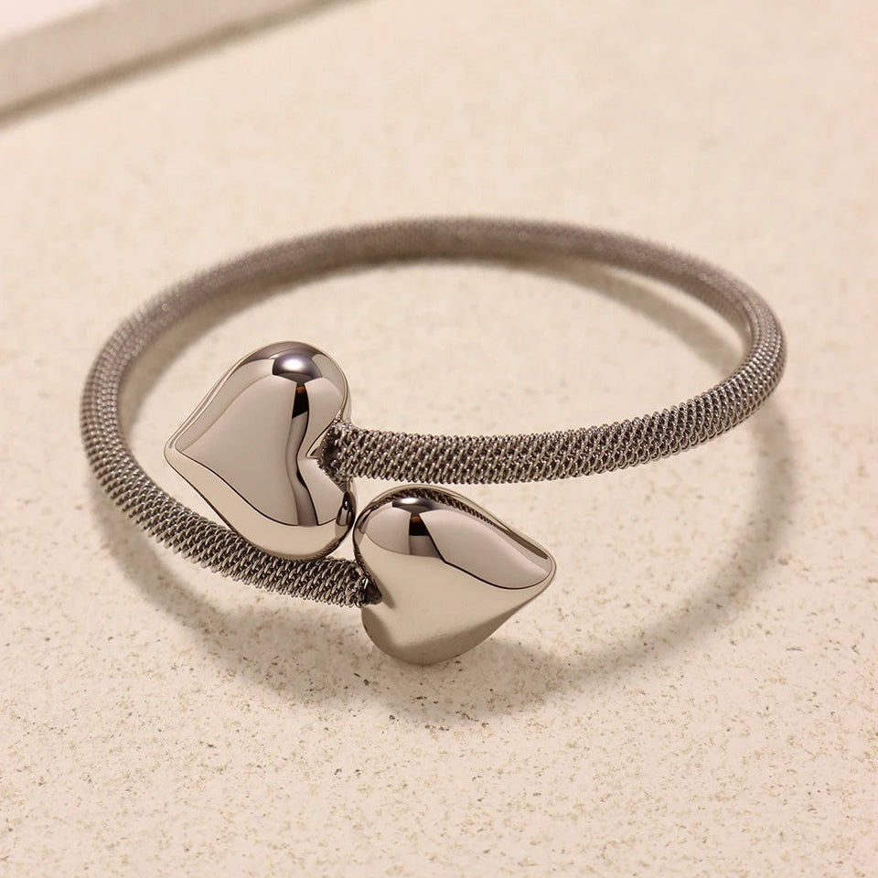 Glossy Heart Cuff Bracelet