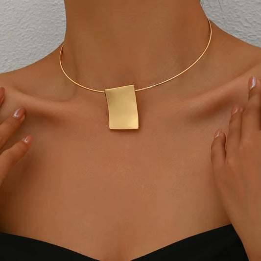 Gold Square Choker Necklace