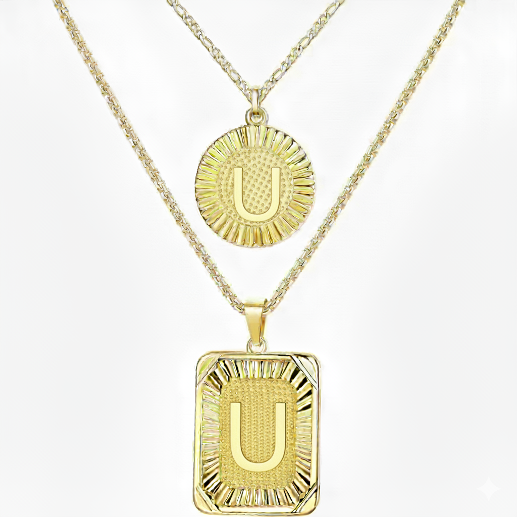 2pc 18K Initial Necklace