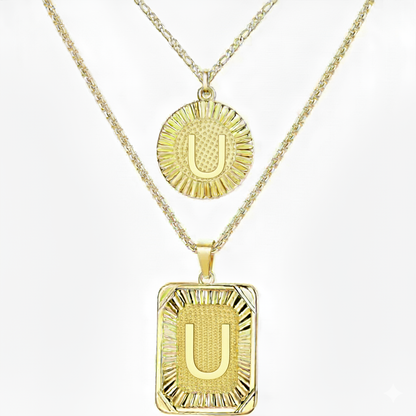 2pc 18K Initial Necklace
