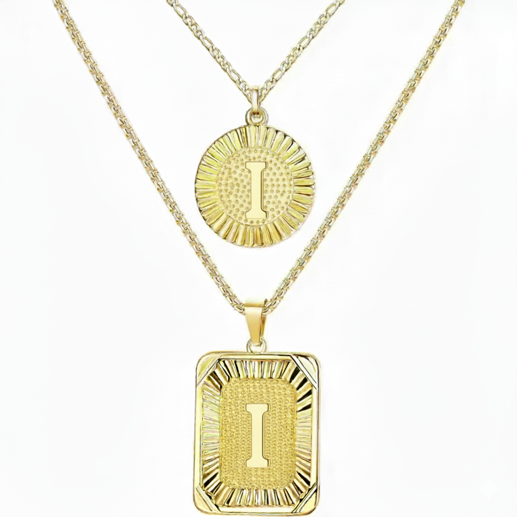 2pc 18K Initial Necklace