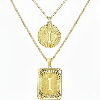 2pc 18K Initial Necklace