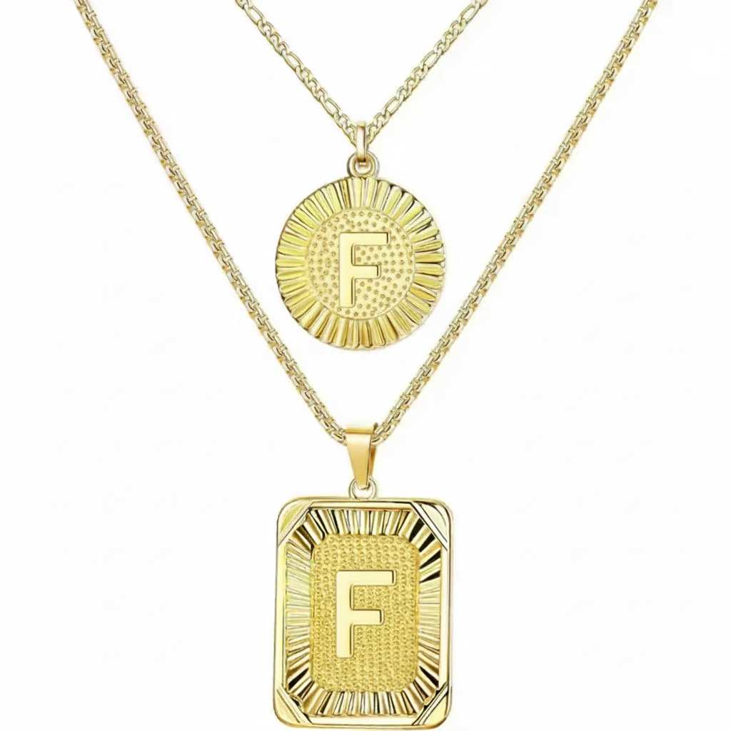 2pc 18K Initial Necklace