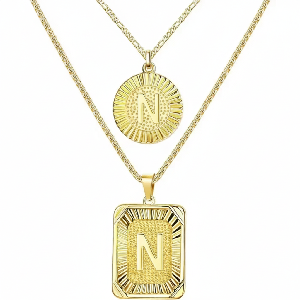2pc 18K Initial Necklace