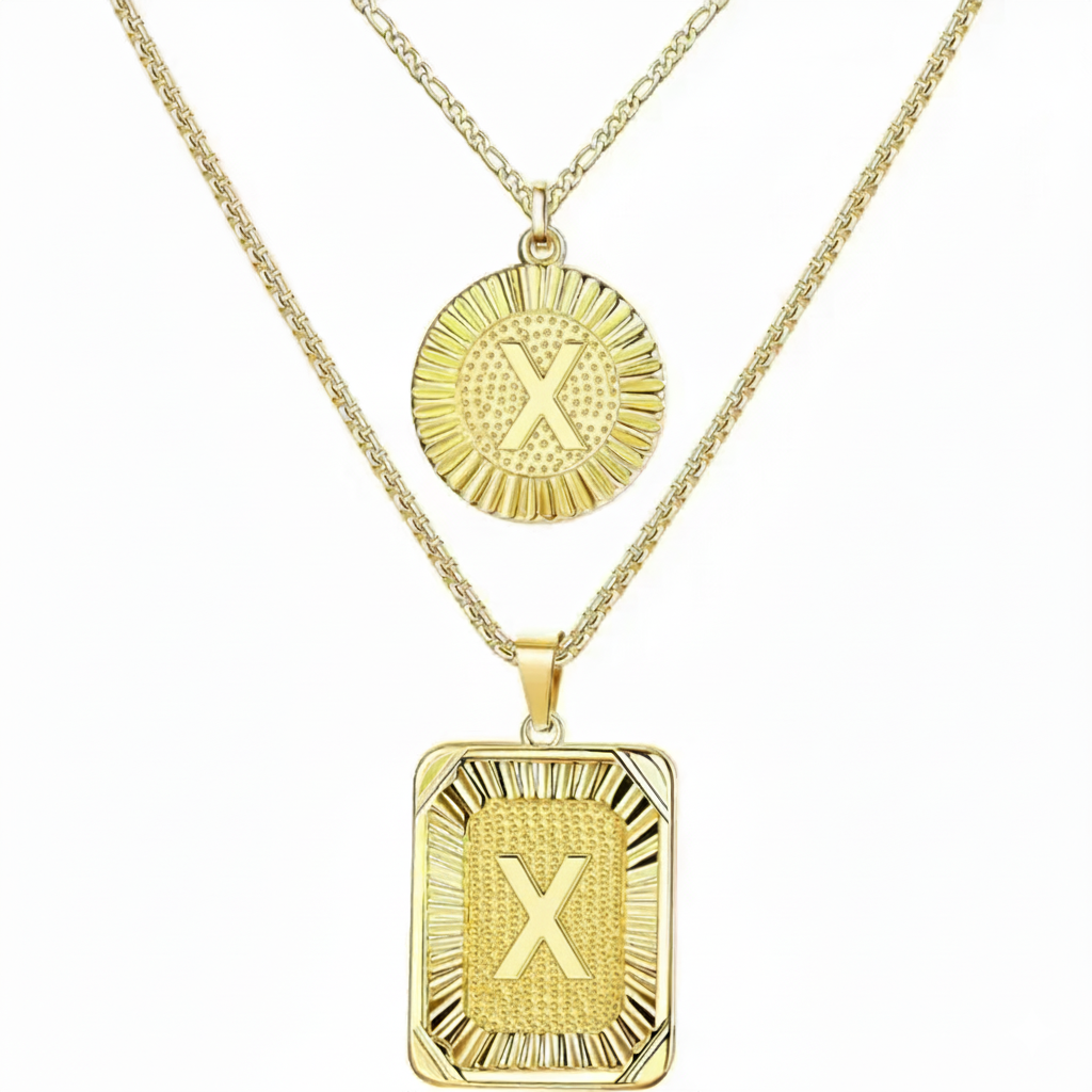 2pc 18K Initial Necklace