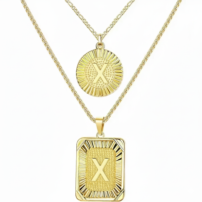 2pc 18K Initial Necklace