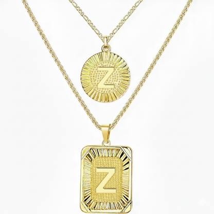 2pc 18K Initial Necklace