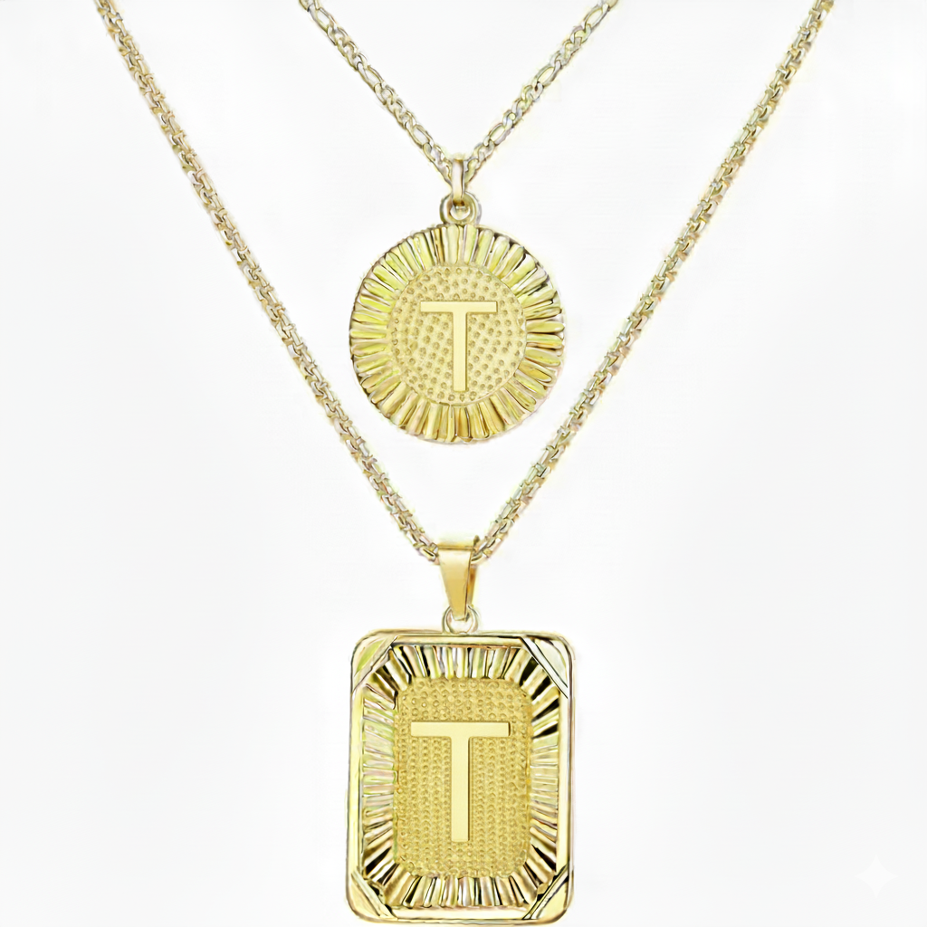 2pc 18K Initial Necklace