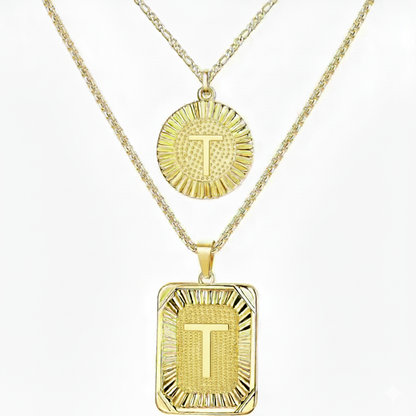 2pc 18K Initial Necklace