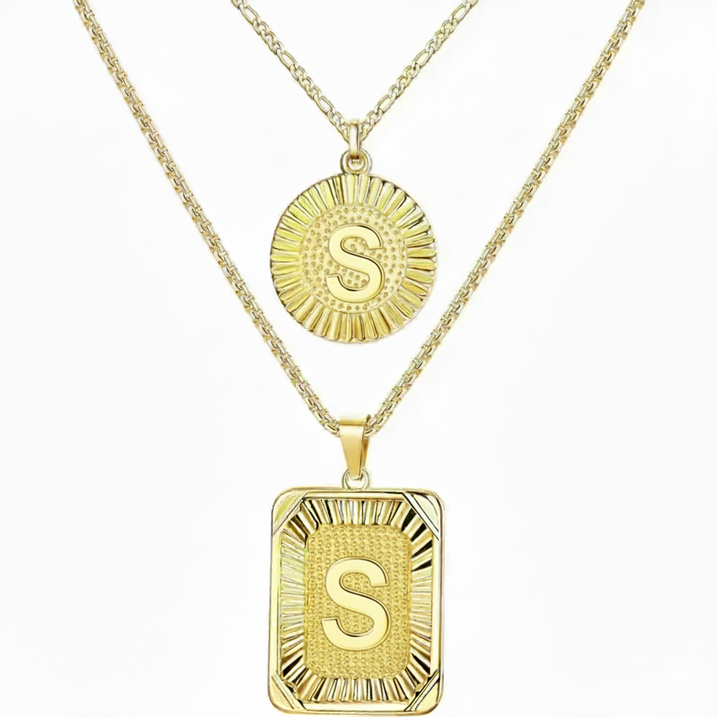 2pc 18K Initial Necklace