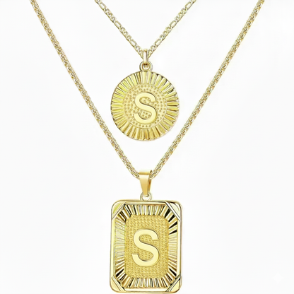 2pc 18K Initial Necklace
