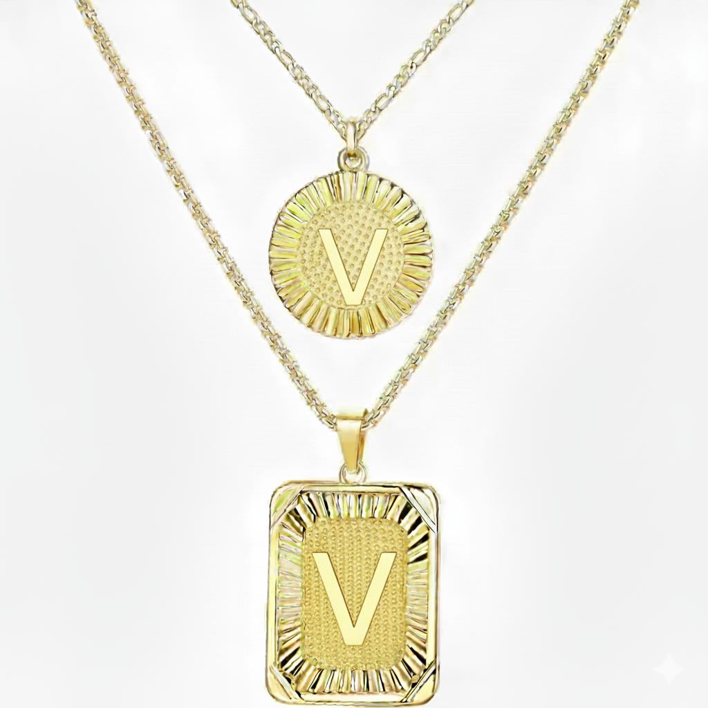 2pc 18K Initial Necklace
