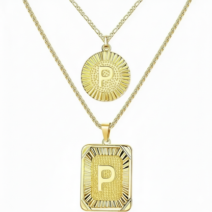 2pc 18K Initial Necklace