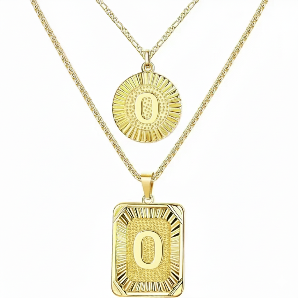 2pc 18K Initial Necklace