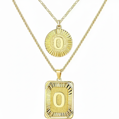 2pc 18K Initial Necklace