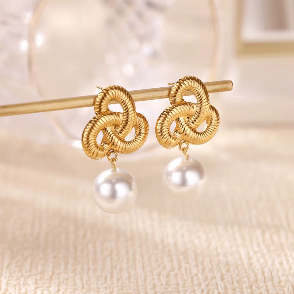 Twisted Rope Pearl Earrings