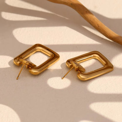 Diamond Rectangle Stud Earrings