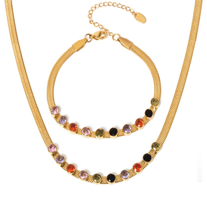 18K Jewel Tone Herringbone Set