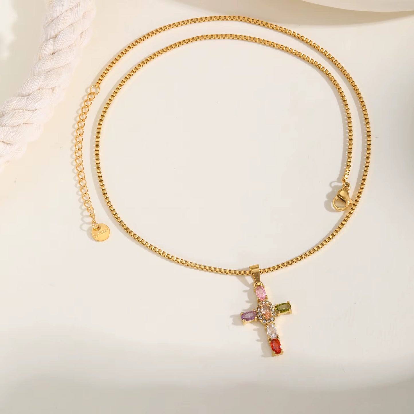 Rainbow Cross Necklace