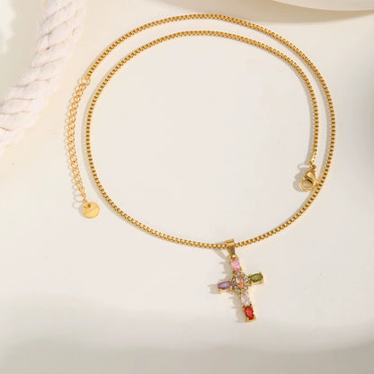 Rainbow Cross Necklace