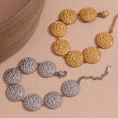 18K Chunky Textured Circle Bracelet