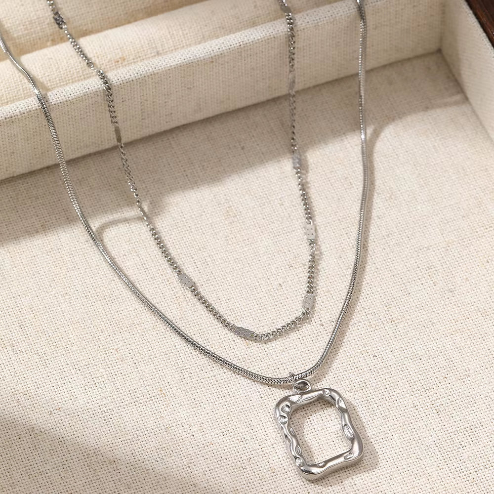 2pc Open Square Necklace Set