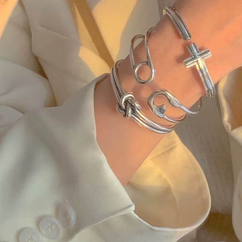 3pc Knotted Cross Bracelet Stack