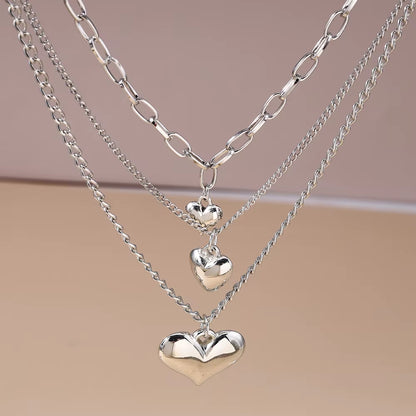 3pc Tiered Heart Statement Necklace
