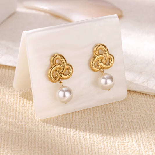 Twisted Rope Pearl Earrings
