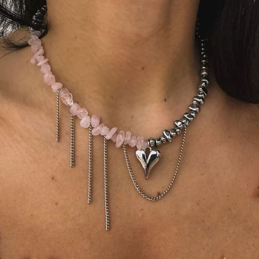 Rose Quartz Heart Necklace